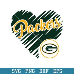 Green Bay Packers Team Heart Logo Svg, Green Bay Packers Svg, NFL Svg, Png Dxf Eps Digital File