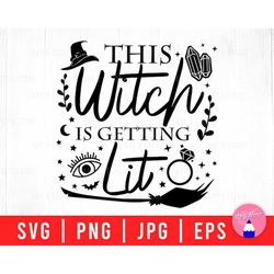 This Witch Is Getting Lit, This Witch Is Getting Hitched, Halloween Engagement Svg Png Eps Jpg Files For DIY T-shirt, St