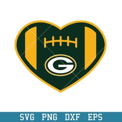 Heart Green Bay Packers Logo Svg, Green Bay Packers Svg, NFL Svg, Png Dxf Eps Digital