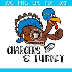 Chargers and Turkey Svg, Sport Svg, Los Angeles Chargers Turkey Football Team Svg