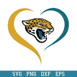 Heart Jacksonville Jaguars Svg, Jacksonville Jaguars Svg, NFL Svg, Png Dxf Eps Digital File