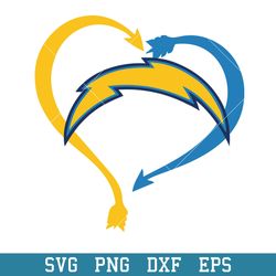 Heart Los Angeles Chargers Logo Svg, Los Angeles Chargers Svg, NFL Svg, Png Dxf Eps Digital File