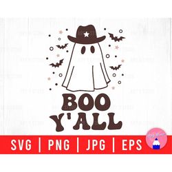 Boo Y'all Cowboy Ghost, Halloween Western Ghost, Halloween Wild West Spooky Season Svg Png Eps Jpg Files For DIY T-shirt