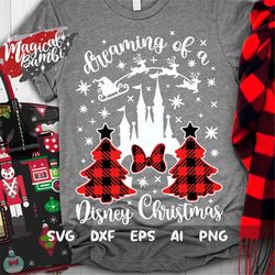 Dreaming of Christmas SVG, Merry Christmas Svg, Christmas Trip Svg, Plaid Castle Svg, Magic Castle Svg, Mouse Ears Svg,