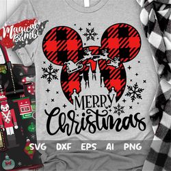 Merry Christmas Svg, Mouse Christmas Svg, Plaid Head Svg, Castle Reindeers Svg, Mouse Plaid Svg, Cut files, Svg, Dxf, Pn