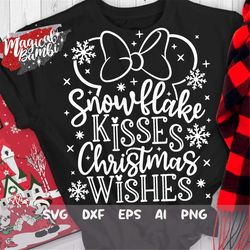 Snowflake Kisses Christmas Wishes SVG, Merry Christmas SVG, Christmas Trip Svg, Magic Castle Svg, Castle Mouse Svg, Mous
