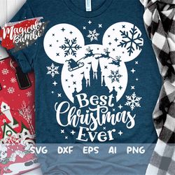 Best Christmas Ever SVG, Santa Reindeers, Christmas Svg, Christmas Trip, Magic Castle Svg, Snowflake Mouse Svg, Mouse Ea