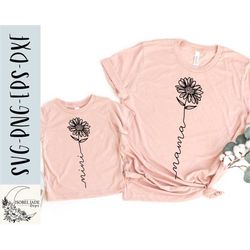 Mama and Mini flower SVG design - Mommy and Me SVG file for Cricut - Mother and baby SVG - Floral shirt - Digital Downlo
