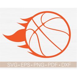 Basketball Logo Svg, Basketball Svg, Basketball Flames Svg Cut File, Basketball Vector Clipart Instant Download Cricut -