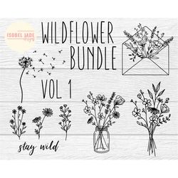 Wild flowers Bundle SVG design - Wildflowers  SVG file for Cricut Flower Bundle SVG - Digital Download