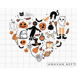 Halloween Svg, Pumpkin Svg, Halloween Doodle Heart, Ghost Svg, Trick or Treat Svg, Funny Halloween Svg, Halloween shirt,