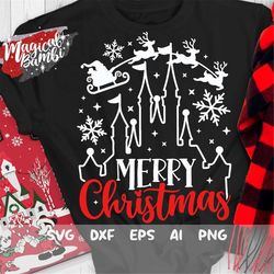 Merry Christmas Castle Svg, Snowflake Svg, Christmas Trip Svg, Castle Svg, Magic Castle Svg,  Santa Reindeers Svg, Mouse