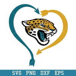 Jacksonville Jaguars Heart Svg, Jacksonville Jaguars Svg, NFL Svg, Png Dxf Eps Digital File
