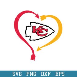 Kansas City Chiefs Team Heart Logo Svg, Kansas City Chiefs Svg, NFL Svg, Png Dxr Eps Digital File