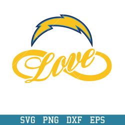 Love Los Angeles Chargers Svg, Los Angeles Chargers Svg, NFL Svg, Png Dxf Eps Digital File