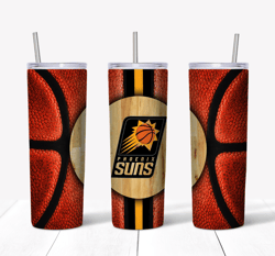 Phoenix Suns 20oz Skinny Tumbler Template PNG, Phoenix Suns Logo Tumbler Wrap PNG, NBA Basketball Tumbler Sublimation