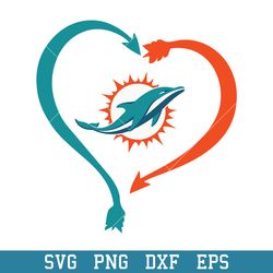 Miami Dolphins Heart Svg, Miami Dolphins Svg, NFL Svg, Png Dxf Eps Digital File