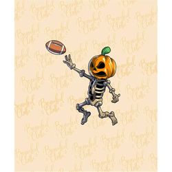 Football Skeleton PNG Pumpkin Halloween SVG Pumpkin Head Skeleton PNG Football Gift Jack O Lantern Spooky Skeleton Hallo