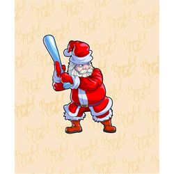Baseball Santa With Baseball Bat Christmas Santa SVG PNG Christmas Baseball Softball Clipart Santa Xmas Winter Season Sa