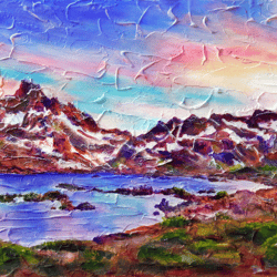 original painting landscape thousand island lake artwork canvas on cardboard fine art by ginna paola