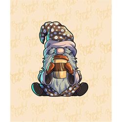 Coffee Gnome With Coffee Mug Gnomes SVG PNG Clipart Cute Gnomes Drinking Coffee Barista Caf Caffein Gnome SVG for Cricut