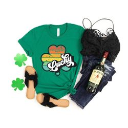 St. Patrick's Day Lucky Retro Shirt,St. Patricks Day Shirt,Shamrock Lucky Lips,Four Leaf Clover,Shamrock Shirts,Patrick'