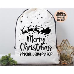 Merry Christmas Santa Sack Svg, Png, Jpg, Dxf Design, Christmas Gift Bag Svg, Santa Toy Bag Svg, Special Delivery Svg, S