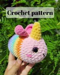 Crochet unicorn bee plushie pattern , crochet bee pattern