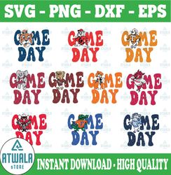 Game Day Bundle, Cute Football Svg, Scalloped Football Bundle, NCAA Sport Svg, NCAA Svg, Digital Download, Instant Downl