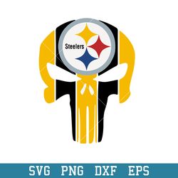 Pittsburgh Steelers Punisher Skull Svg, Pittsburgh Steelers Svg, NFL Svg, Png Dxf Eps Digital File