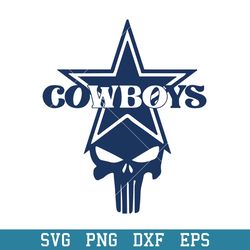 Punisher Skull Dallas Cowboys Svg, Dallas Cowboys Svg, NFL Svg, Png Dxf Eps Digital File