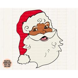 Santa Claus Svg Png Jpg Dxf, Retro Christmas Svg, African American Santa Svg, Father Christmas Svg, Santa Face Svg, Silh