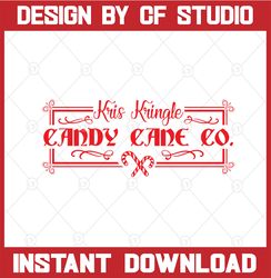 Kringle Candy Co Candy Cane Svg Cut File for Rustic Christmas Home Decor and Farmhouse Wall Sign. Personal and small