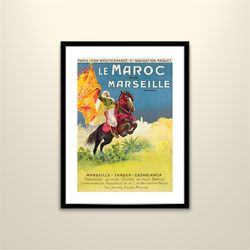 Le Maroc Marseille Tanger Casablanca Vintage Travel Poster - Art Deco, Canvas Print, Gift Idea, Print Buy 2 Get 1 Free