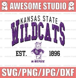 Vintage 90's Kansas State Wildcats Svg, Kansas State Svg, Vintage Style University Of Kansas State Png Svg dxf NCAA Svg,