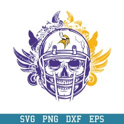 Skull Helmet Minnesota Vikings Floral Svg, Minnesota Vikings Svg, NFL Svg, Png Dxf Eps Digital File