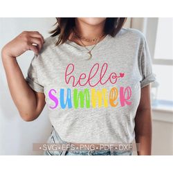 Summer Svg, Hello Summer Svg for Shirts, Summer svg For Kids, Baby Onesies Svg Cut File for Cricut Silhouette Eps Png Dx