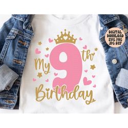 9th Birthday Svg Png Jpg Dxf, Birthday Svg, 9th Birthday Svg, Birthday Shirt Svg, It's My Birthday Svg, Birthday Party,