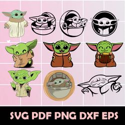 Baby Yoda Clipart, Baby Yoda digital clipart, Baby Yoda Svg, Baby Yoda Png, Baby Yoda Dxf, Baby Yoda Eps, Baby Yoda Art