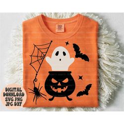 Cute Ghost Svg Png Jpg Dxf, Ghost Svg, Halloween Ghost Svg, Boy Halloween Svg Design, Bat Spider Svg, Silhouette, Cricut