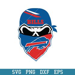 Skull Mask Buffalo Bills Svg, Buffalo Bills Svg, NFL Svg, Png Dxf Eps Digital File