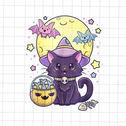 Black Cat Witch Hat Halloween Png, Cat Witch Halloween Png, Cute Cat Halloween Png, Cat Halloween Png