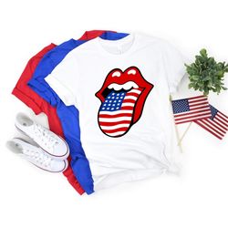 USA Rolling Tongue Shirt, Red White and Blue Tongue T-Shirt, 4th Of July Shirt, Tongue Shirt, Independence Day Shirt, Pa