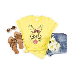 Bunny with Leopard Glasses shirt, Easter shirt, Easter bunny graphic tee, Easter shirts for women,Ladies Easter Bunny,Bu