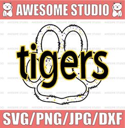 Purple Gold Tigers Svg, Drawn Digital Download, Football PNG, Paw Print Sublimation Design Tigers Football, NCAA Svg