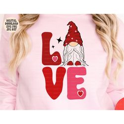 Love Gnome Svg, Png, Jpg, Dxf, Valentine's Day Svg, Gnome Svg, Love Svg, Valentines Gnome Cut File, Valentine Gnome Svg,
