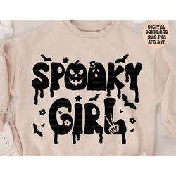 Spooky Girl Svg Png Jpg Dxf, Halloween Svg Design, Spooky Svg, Kids Halloween Svg, Cute Ghost Svg, Silhouette, Fall Svg,