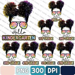 Little Miss Back to School Png Bundle, Messy Hair Bun Girl, Leopard Print Messy Bun Png, First Day Of School Png