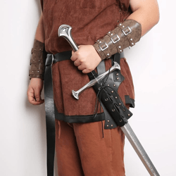 Leather Sword Frog LARP Medieval Sword Belt Costume Accessory Rapier Knight Sword Holster, Longsword not Included S16