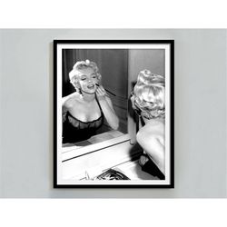 Marilyn Monroe Makeup Poster, Black and White, Marilyn Monroe Print, Old Hollywood Decor, Fashion Photography, Wall Art,